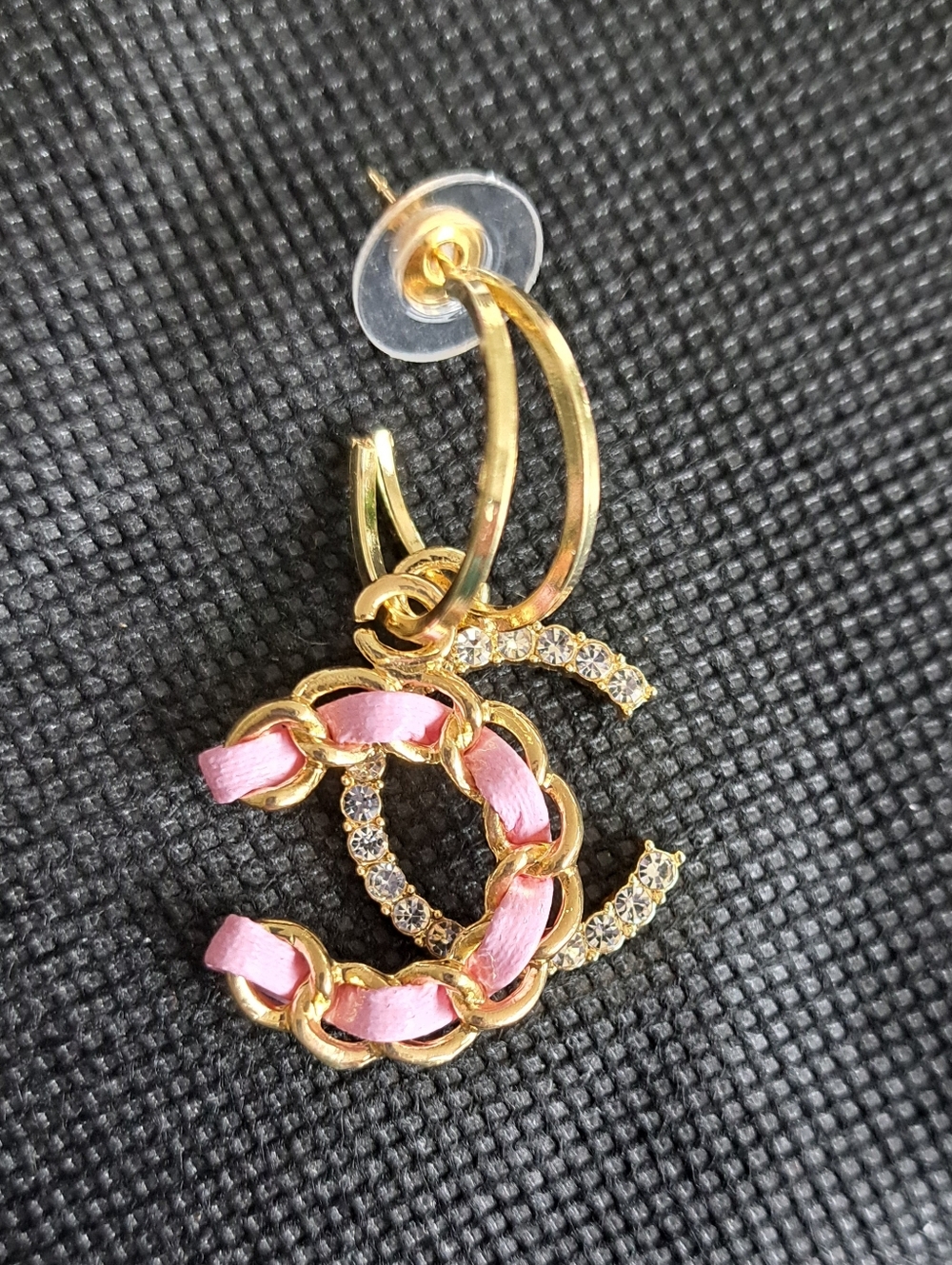 Chanel Style Dangle Earrings, Pink, New